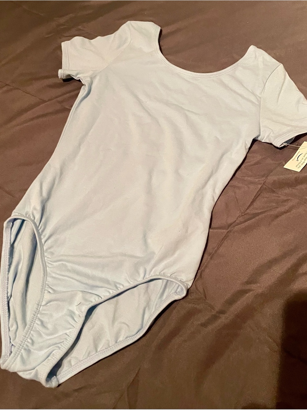 NWT-Girl’s Short Sleeve Ballet Leotard in Light Blue. Size 10
